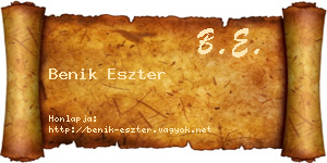 Benik Eszter névjegykártya